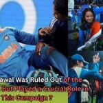 Collage showing Indian cricketer Pratika Rawal in the team’s blue jersey. On the left, she is seen sitting on the ground appearing injured. On the right, multiple images show her cheering and interacting with teammates and fans during a match. Text on the image reads: 'Pratika Rawal was ruled out of the knockouts, but played a crucial role in this campaign?'