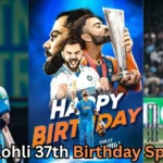 The image you've uploaded seems to be a birthday special collage for Indian cricketer Virat Kohli, celebrating his 37th birthday. It includes various action shots of him playing cricket, with one of him holding a trophy, and a celebratory birthday message. The collage likely highlights Kohli’s achievements, such as his cricketing milestones and success, possibly including references to some iconic moments in his career. Would you like to know more details or explore something specific about the image or Virat Kohli’s career