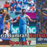 The image you've uploaded appears to be a birthday tribute to Jasprit Bumrah, an Indian cricketer, featuring several action shots of him bowling in various matches. It seems to highlight his career and achievements, especially on his birthday. The text "Jasprit Bumrah Birthday Special" is displayed prominently, indicating the celebratory nature of the image.